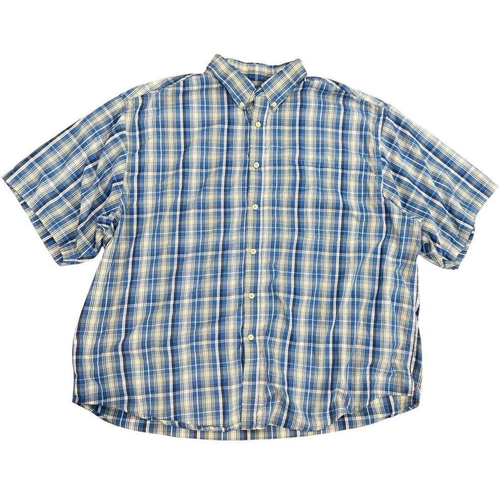 Puritanβ Wrinkle Resistant Plaid Button Down Blue Men 2XL